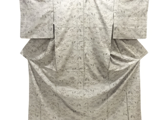 JAPANESE KIMONO / DORO OSHIMA TSUMUGI / WOVEN FLORAL PLANTS